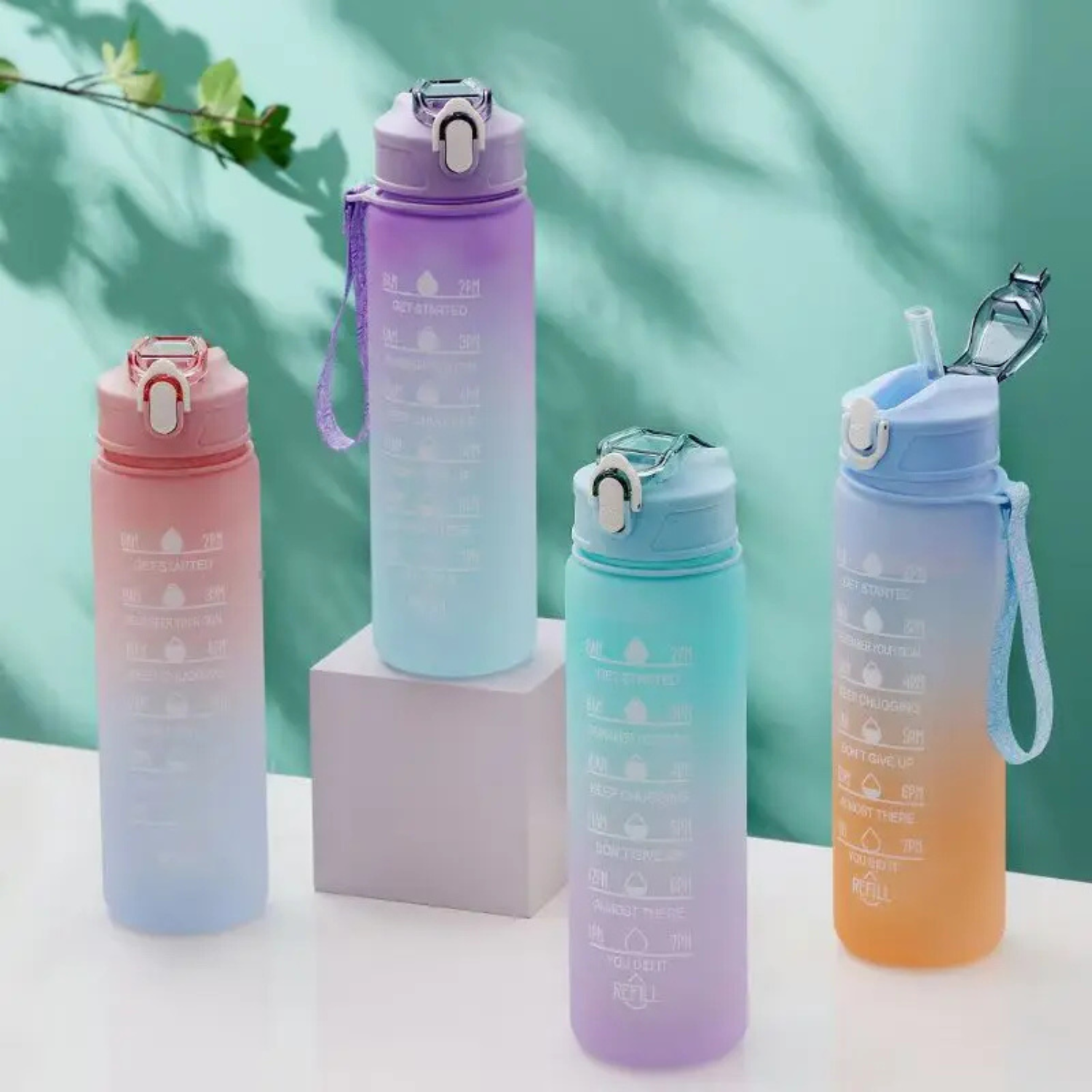 700ML Portable Sports Water Bottle with Time Marker