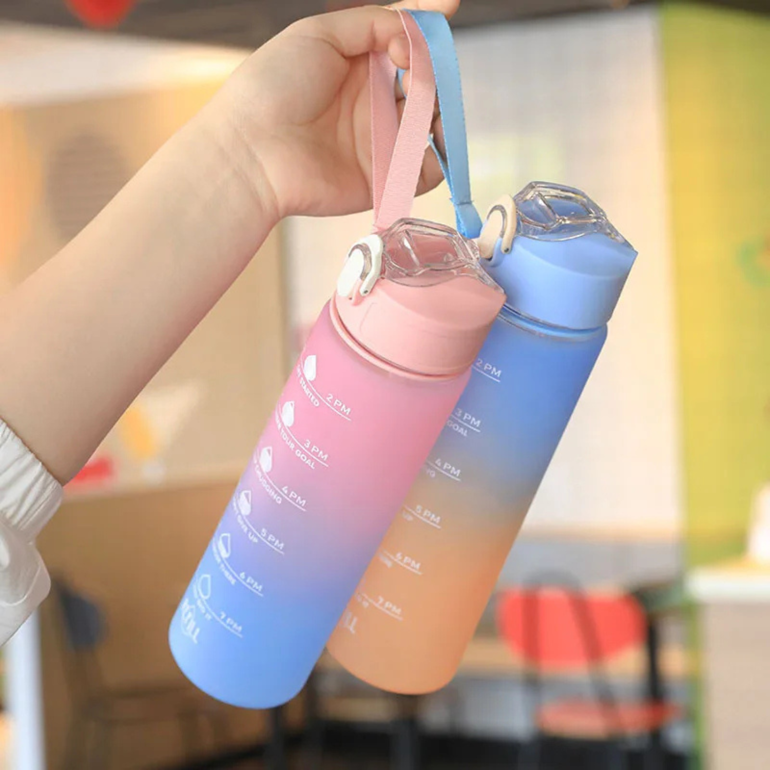 700ML Portable Sports Water Bottle with Time Marker