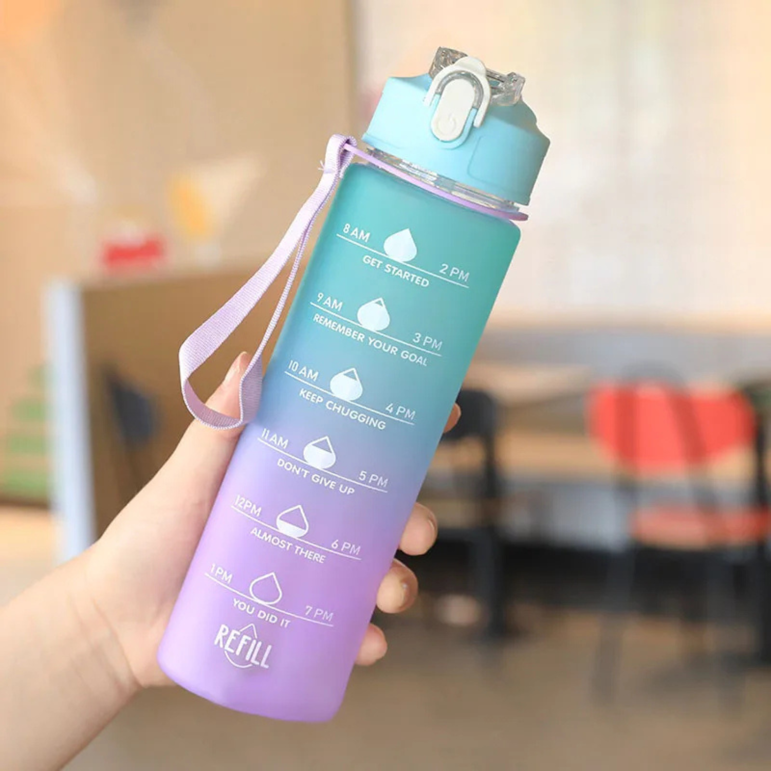 700ML Portable Sports Water Bottle with Time Marker