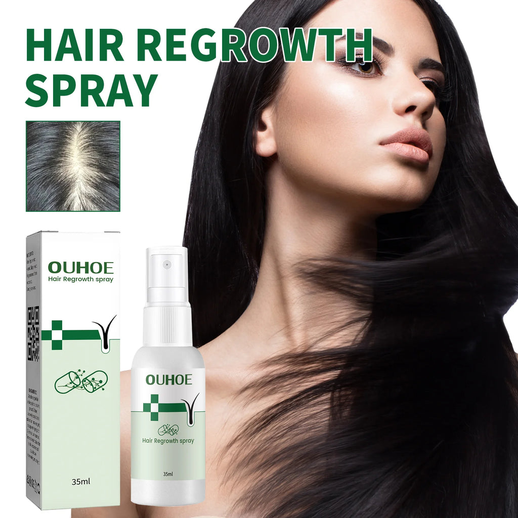 OUHOE Hair Regrowth Serum Spray Repairing Split Ends Scalp Dry Damaged Promote Growing Strengthening Nourishing Roots Spray 35ml