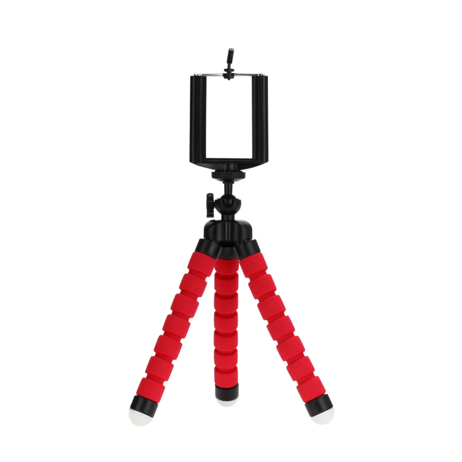 VeFly mini flexible tripod with smartphone holder mount, octopus style compact stand in red for stable mobile photography and video recording